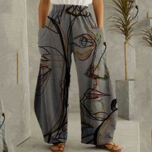 Summer high-waist pants oversized wide-leg pants